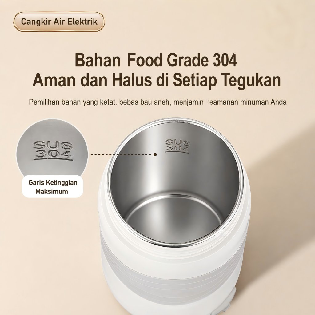 SUSU Life Teko Listrik Gelas Pemanas Air Elektrik Portable 500ml Stainless Steel 300W - Gambar 3