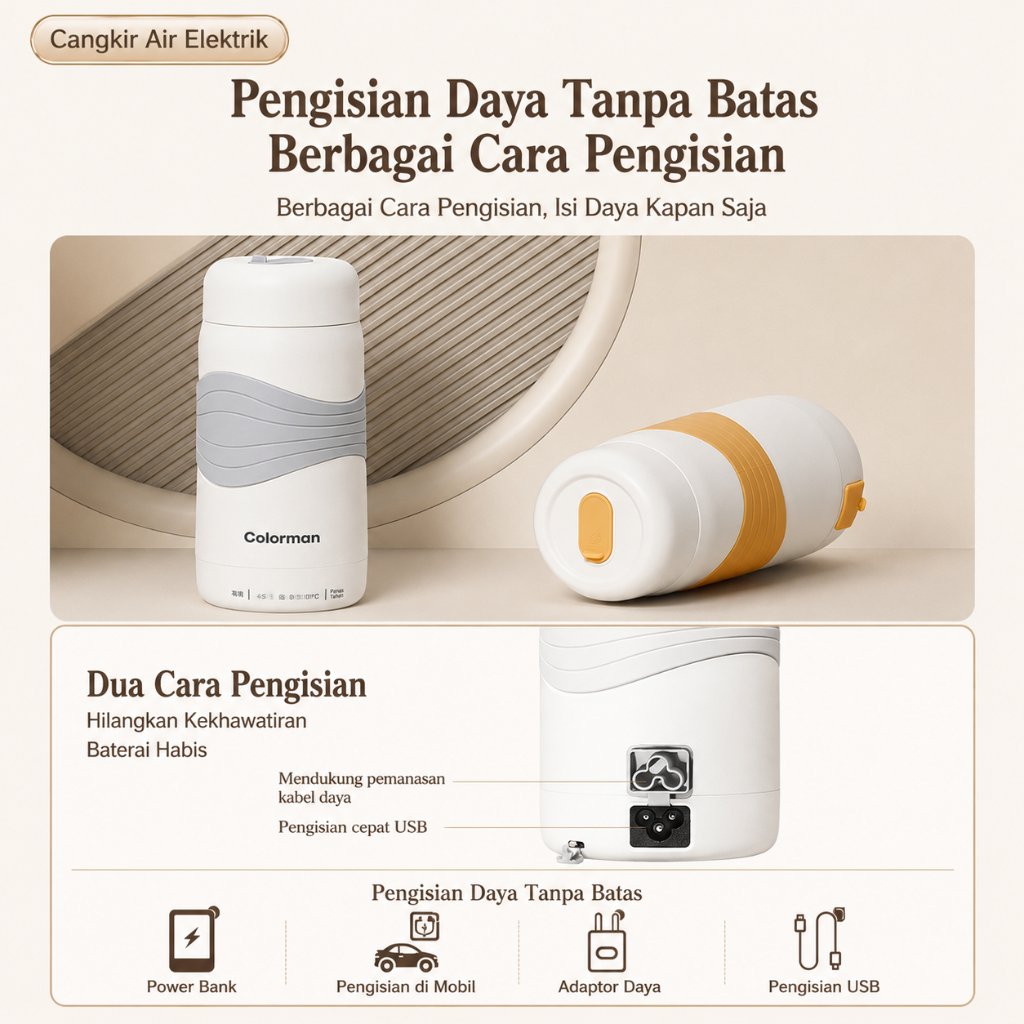 SUSU Life Teko Listrik Gelas Pemanas Air Elektrik Portable 500ml Stainless Steel 300W - Gambar 5
