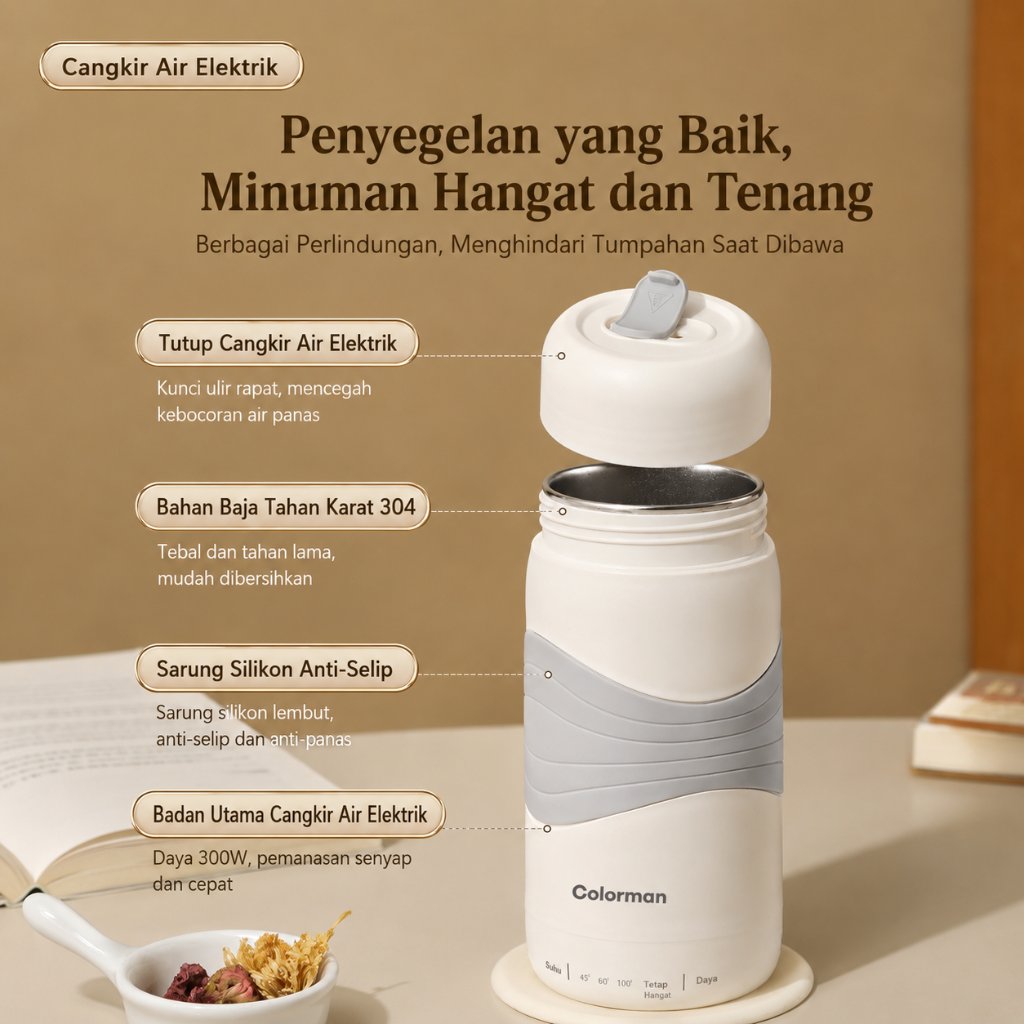 SUSU Life Teko Listrik Gelas Pemanas Air Elektrik Portable 500ml Stainless Steel 300W - Gambar 6