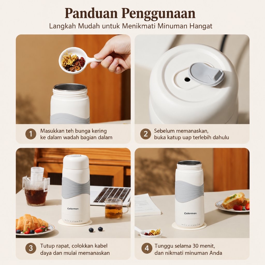 SUSU Life Teko Listrik Gelas Pemanas Air Elektrik Portable 500ml Stainless Steel 300W - Gambar 9