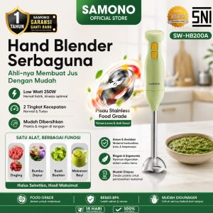 Samono Hand Blender SW-HB200A Penggiling Bumbu & MPASI Low Watt 250W Hijau