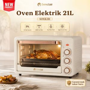 Senclair Oven Listrik 21L Low Watt 300W SOVA-01 Pemanas Atas Bawah