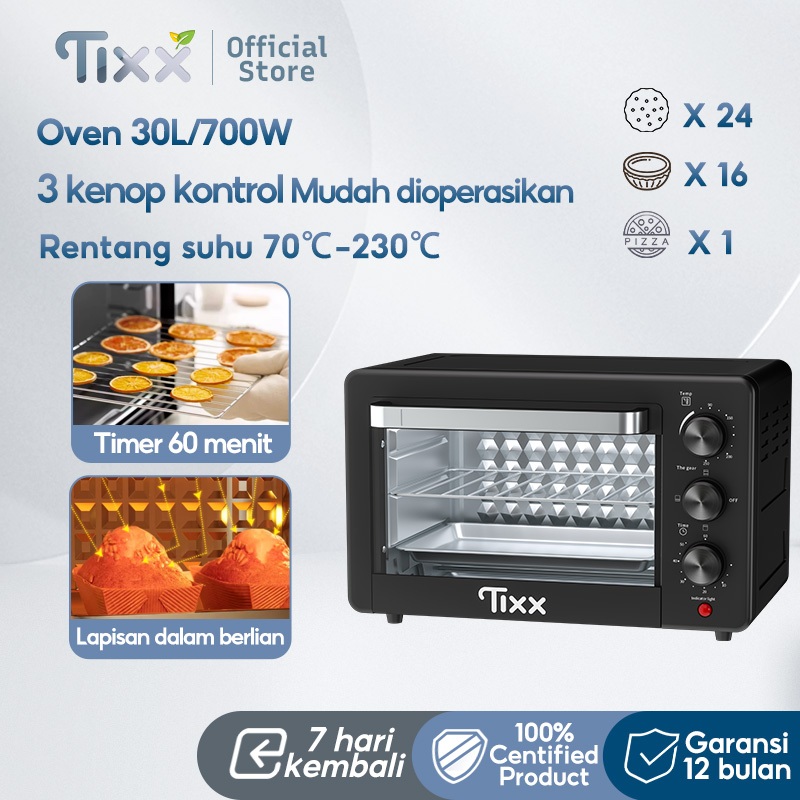 TIXX Oven Listrik Low Watt 30L 700W Jumbo Pembuat Roti & Kue Multifungsi