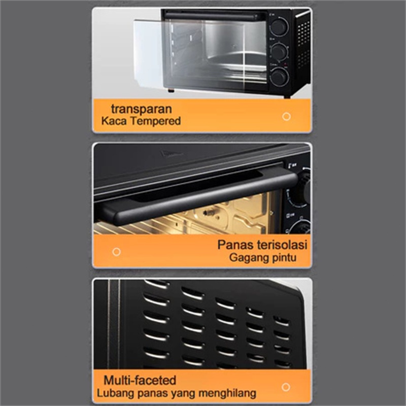 TIXX Oven Listrik Low Watt 30L 700W Jumbo Pembuat Roti & Kue Multifungsi - Gambar 10