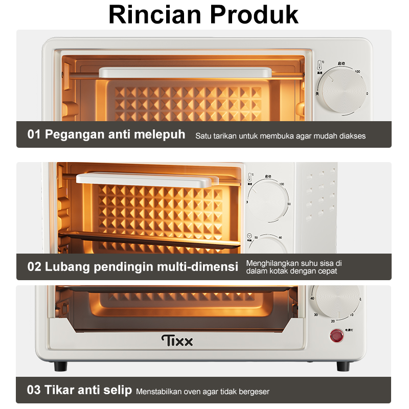 TIXX Oven Listrik Low Watt 30L 700W Jumbo Pembuat Roti & Kue Multifungsi - Gambar 4