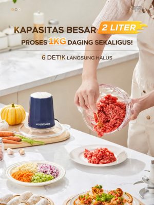 ecentio Chopper Daging 2L 250W 6 Pisau 2 Kecepatan Food Processor MPASI
