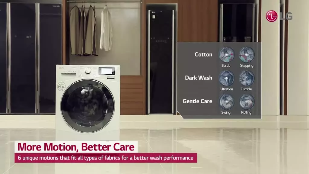 LG Mesin Cuci Front Loading 7kg Inverter Direct Drive Steam Wash FB1207S6W Putih - Gambar 2