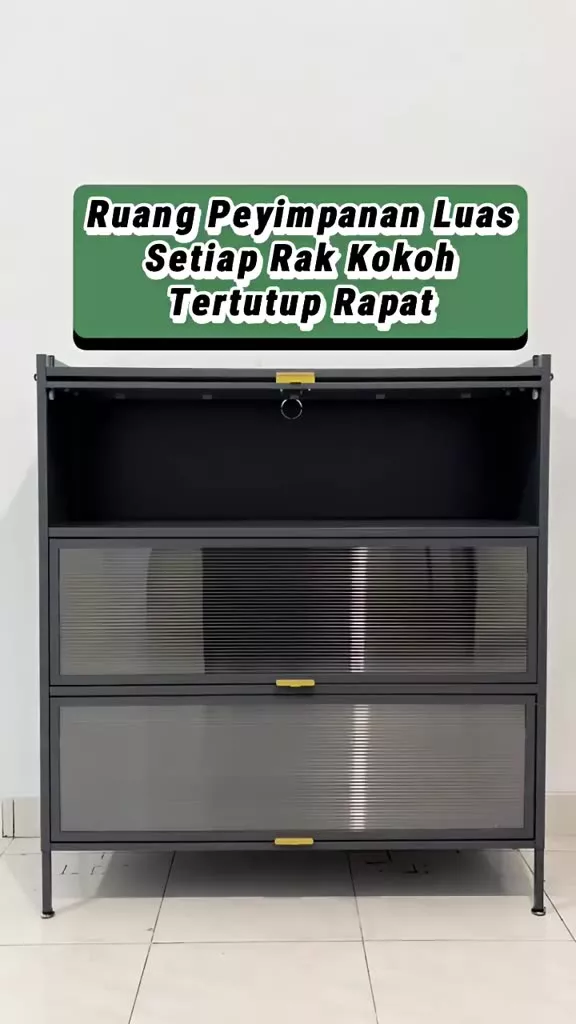 STEEL SPACE Lemari Dapur Serbaguna Besi Rak Piring Tertutup Minimalis Anti Karat - Gambar 2