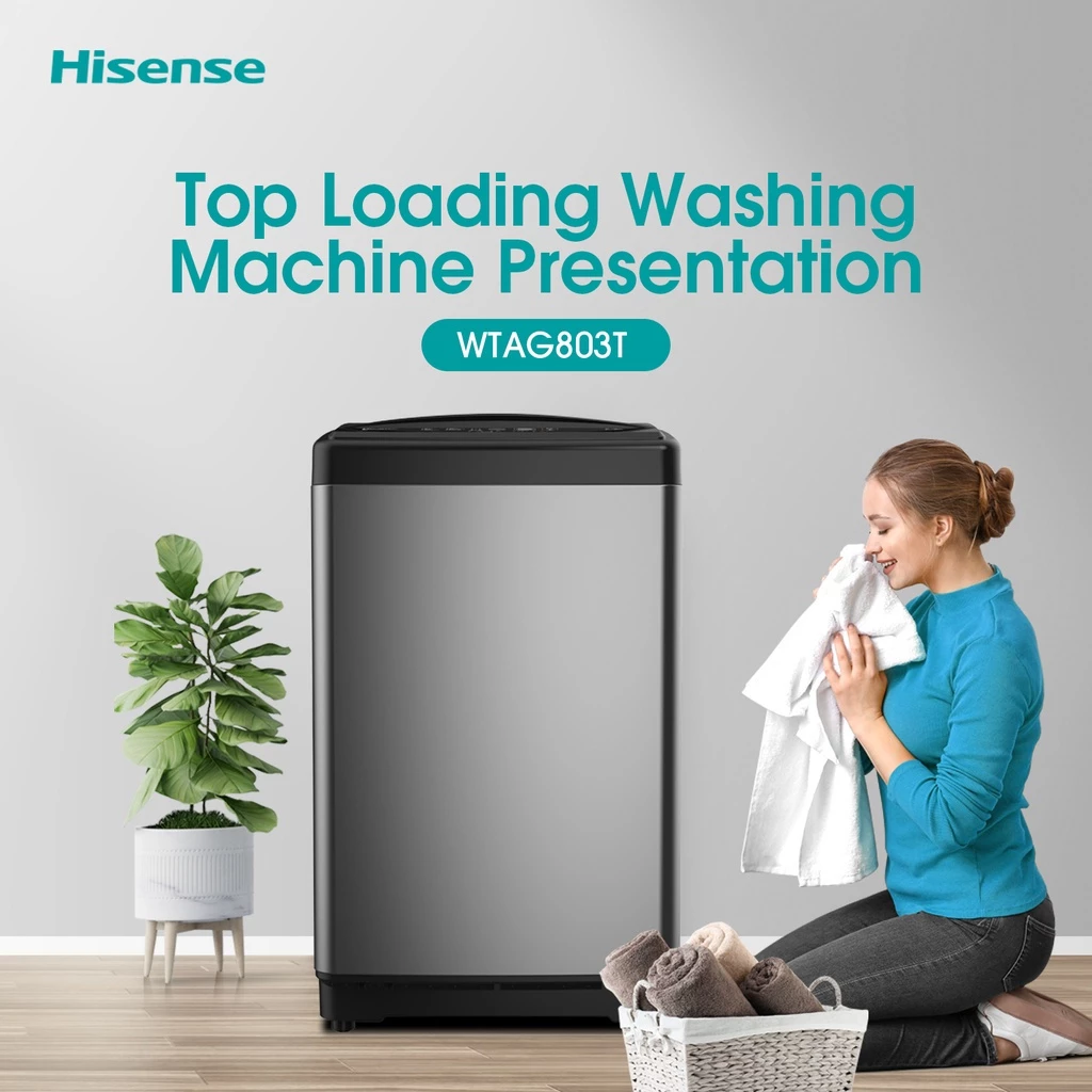 Hisense Mesin Cuci 1 Tabung Top Loading 8KG WTAG803T 3D Windmill Impeller - Gambar 3