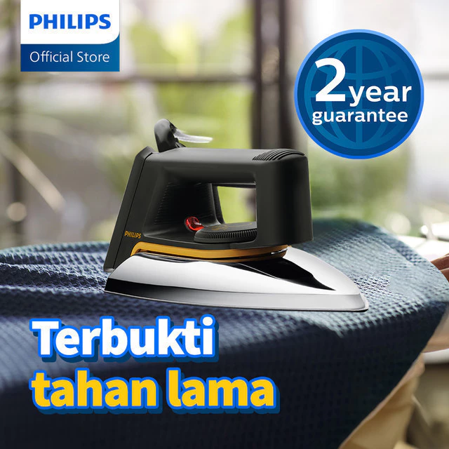 Philips Setrika Kering Classic HD1172/99 Tapak Aluminium Anti Lengket 350W Hitam - Gambar 4