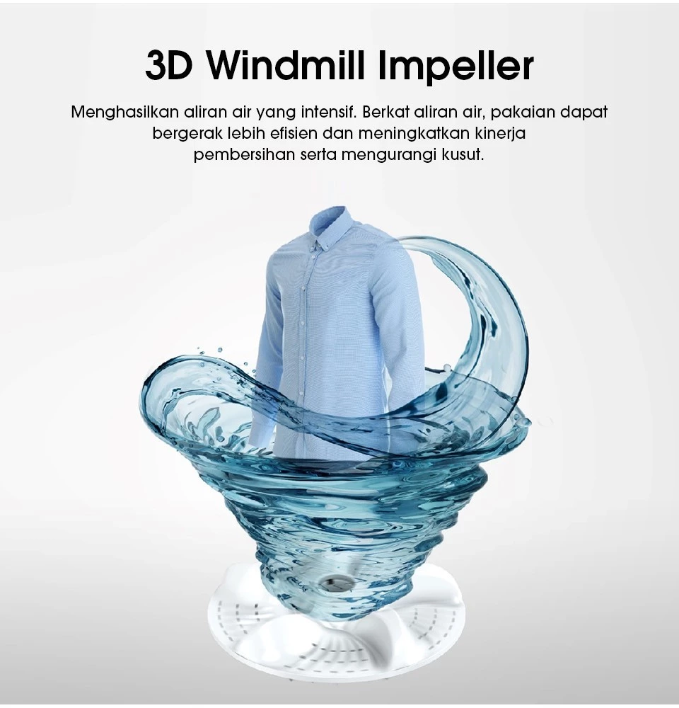 Hisense Mesin Cuci 1 Tabung Top Loading 8KG WTAG803T 3D Windmill Impeller - Gambar 10