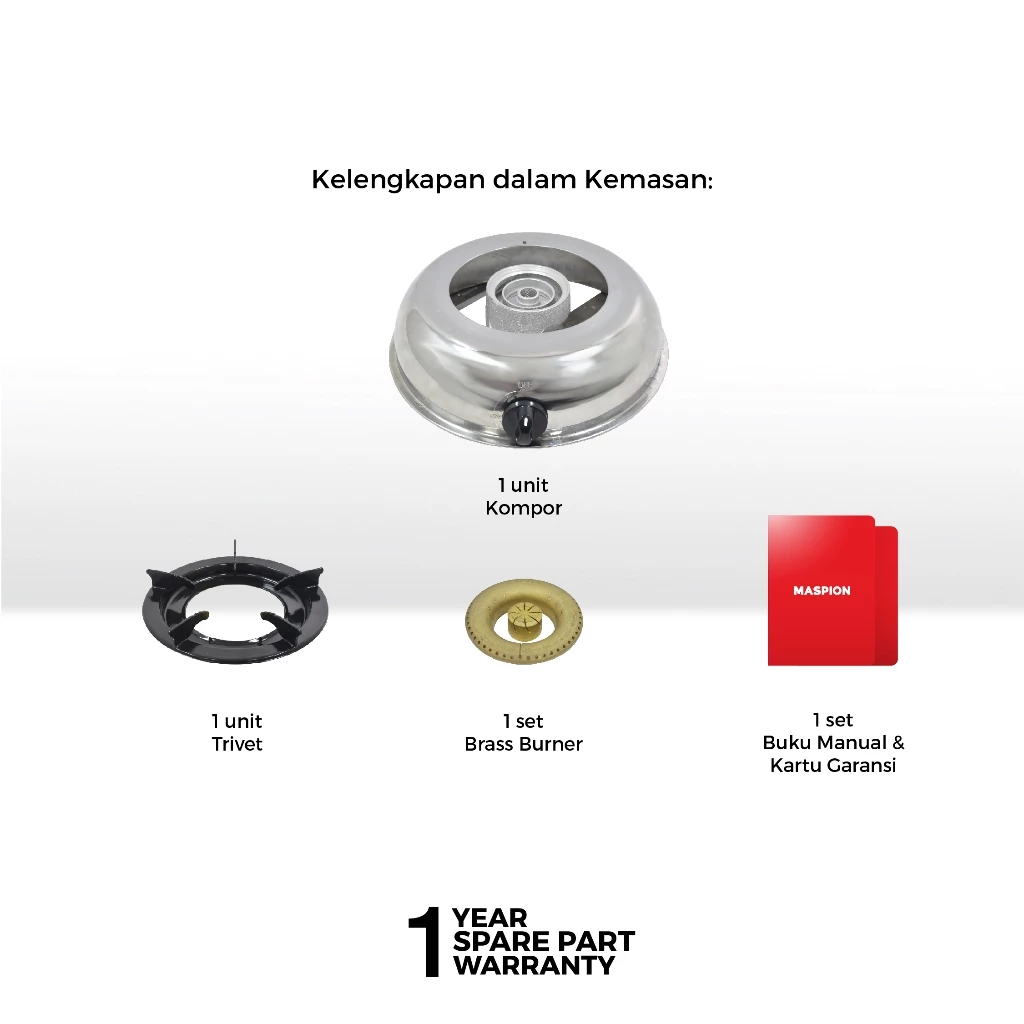 Maspion Kompor Gas 1 Tungku MKG-201 SSHF Stainless Steel Hyper Flame 3 kW - Gambar 5