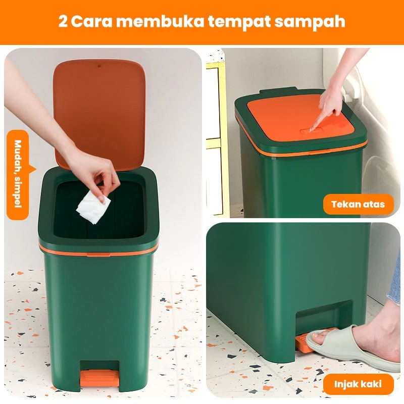 Bassy Tempat Sampah Injak Pop-Up Minimalis Anti Bau Plastik Kamar Mandi Dapur HSB791 - Gambar 3