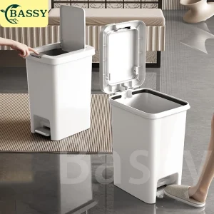 Bassy Tempat Sampah Injak Pop-Up Minimalis Anti Bau Plastik Kamar Mandi Dapur HSB791