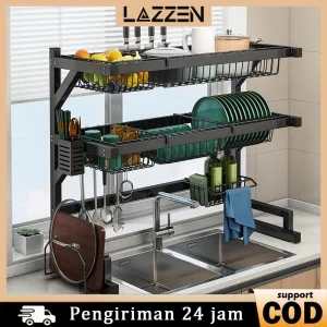 LAZZEN Rak Piring Wastafel Stainless Steel Dapur Anti Karat Serbaguna