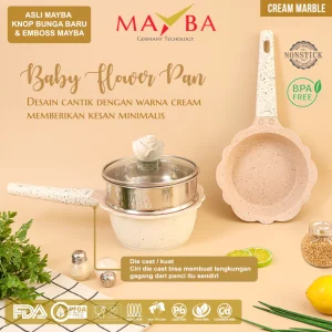 MAYBA Panci Set Bayi 4Pc Wajan Keramik Anti Lengket Bonus Kukusan MPASI
