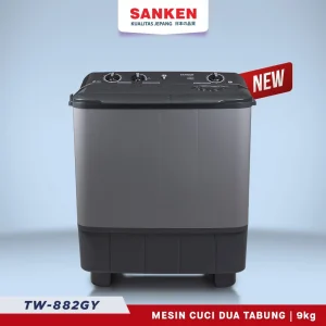 Sanken TW-882GY Mesin Cuci 2 Tabung Twin Tub 9 kg Low Watt Silver