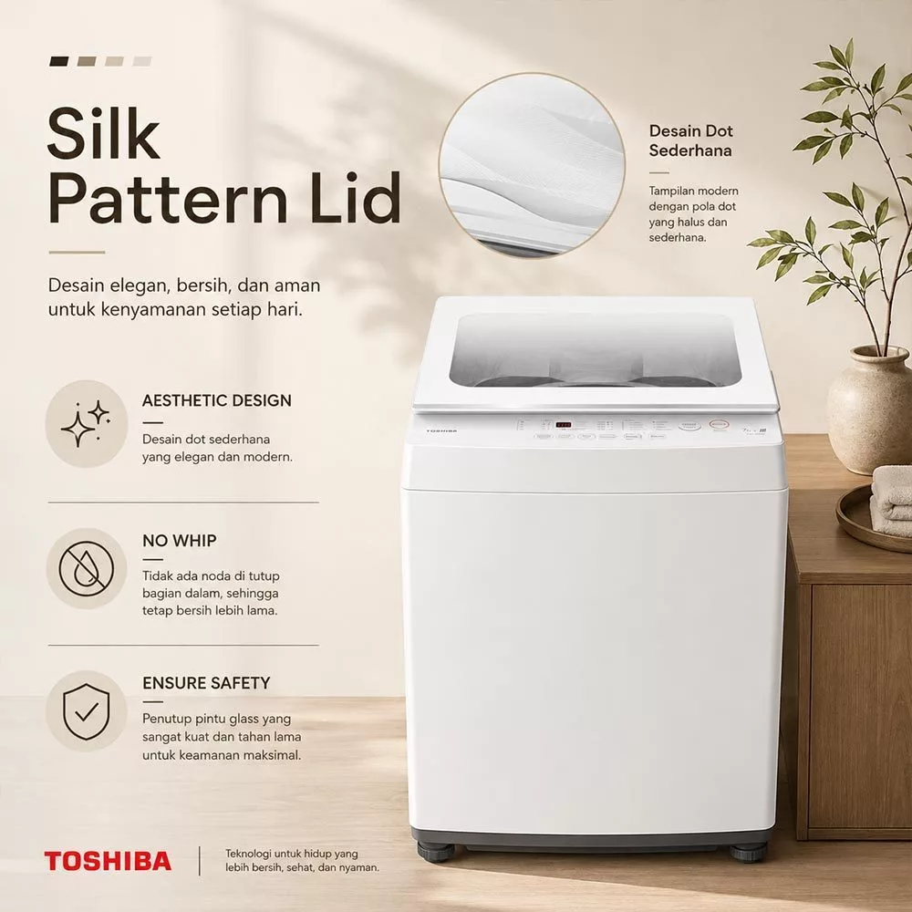 Toshiba Mesin Cuci Top Load AW-M801AN(WW) 7Kg Mesin Cuci 1 Tabung - Gambar 4