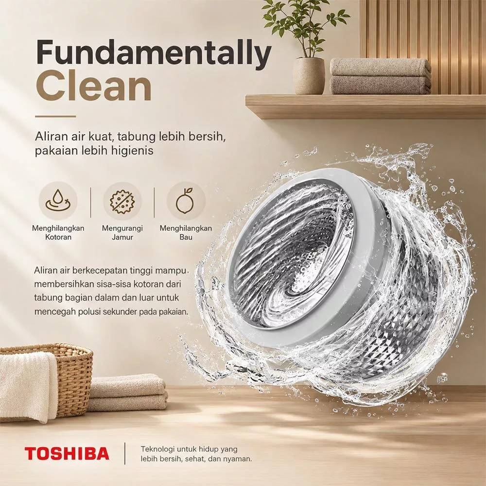 Toshiba Mesin Cuci Top Load AW-M801AN(WW) 7Kg Mesin Cuci 1 Tabung - Gambar 2