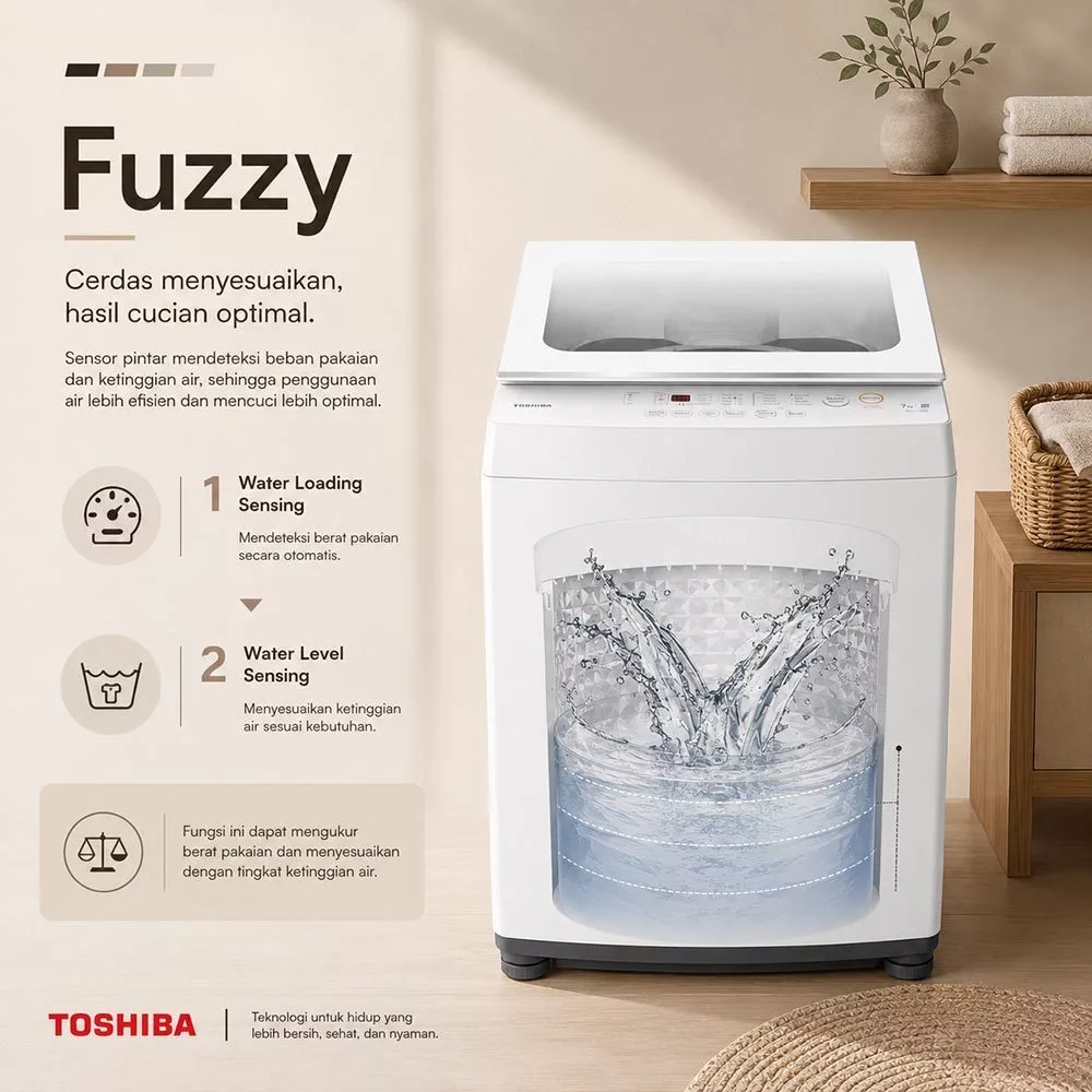Toshiba Mesin Cuci Top Load AW-M801AN(WW) 7Kg Mesin Cuci 1 Tabung - Gambar 3