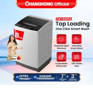 Changhong Mesin Cuci 1 Tabung Top Loading 8Kg FWT8600S Washing Machine