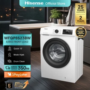 Hisense Mesin Cuci Front Loading 8.5KG WFQP8523BW Inverter Pro Hijab Care