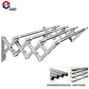 DGC Jemuran Baju Lipat Dinding Stainless Steel 304 Rak Handuk Pakaian Tarik Anti Karat Kuat 200 Kg