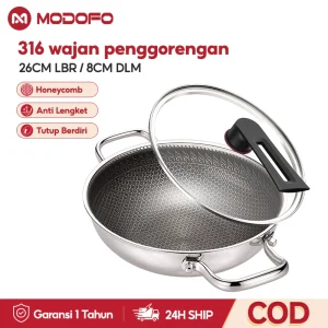 MODOFO Wajan Anti Lengket Honeycomb Stainless Steel 26cm Panci Multifungsi