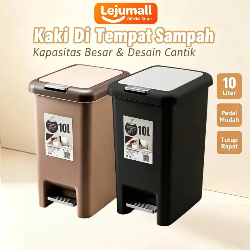 Lejumall Tempat Sampah Injak Plastik Tutup Rapat Slim Modern 8L 10L 15L 20L
