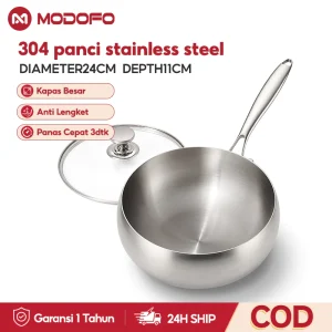 MODOFO Wajan Stainless Steel Anti Ciprat Wok Pan Tebal Serbaguna