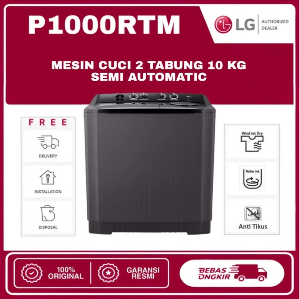 MESIN CUCI LG WARNA (MIDDLE BLACK) 2 TABUNG P1000RTM (10Kg) Garansi Resmi
### - Gambar 6