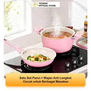 TEXANIA Panci Soup dan Frypan Set 20cm Anti Lengket Foodgrade Kitchenware