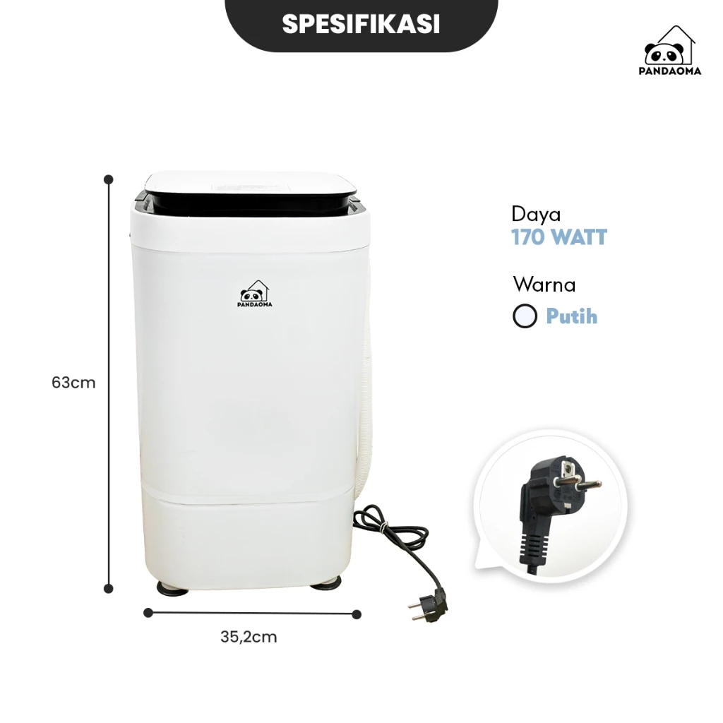 Pandaoma Mesin Cuci Mini Atro Portabel 4.5kg Hemat Listrik - Gambar 4