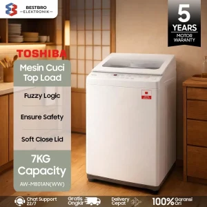 Toshiba Mesin Cuci Top Load AW-M801AN(WW) 7Kg Mesin Cuci 1 Tabung