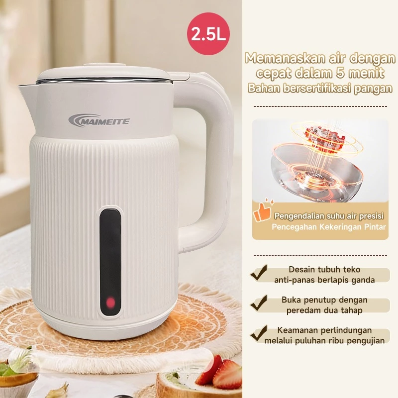 MAIMEITE Teko Listrik 2.5L Electric Kettle Stainless Steel Cepat Panas Otomatis - Gambar 7