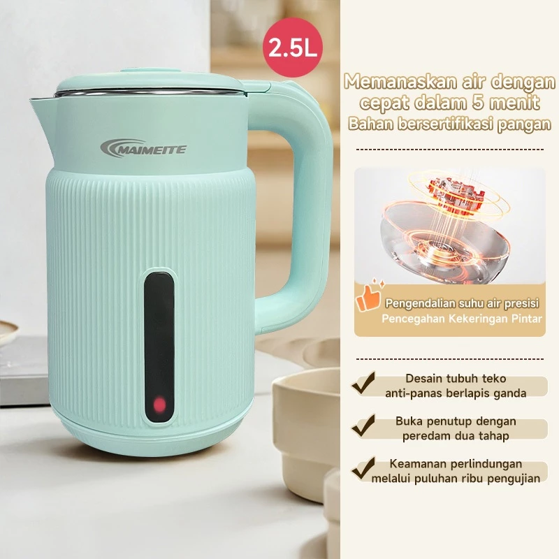 MAIMEITE Teko Listrik 2.5L Electric Kettle Stainless Steel Cepat Panas Otomatis - Gambar 6