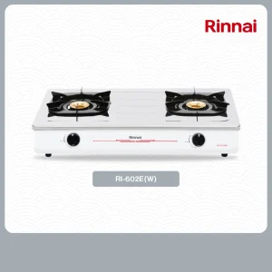 Rinnai RI-602E W Kompor Gas 2 Tungku Stainless Steel Burner Kuningan Garansi Resmi