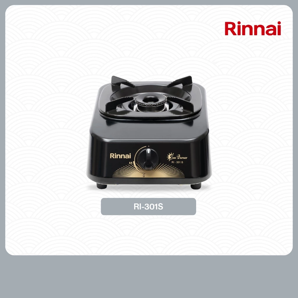 Rinnai RI-301S Kompor Gas 1 Tungku Sun Burner Bodi Kokoh Hitam Garansi Resmi