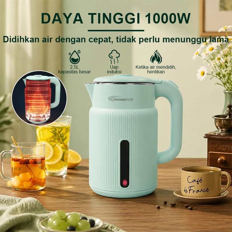 MAIMEITE Teko Listrik 2.5L Electric Kettle Stainless Steel Cepat Panas Otomatis - Gambar 2