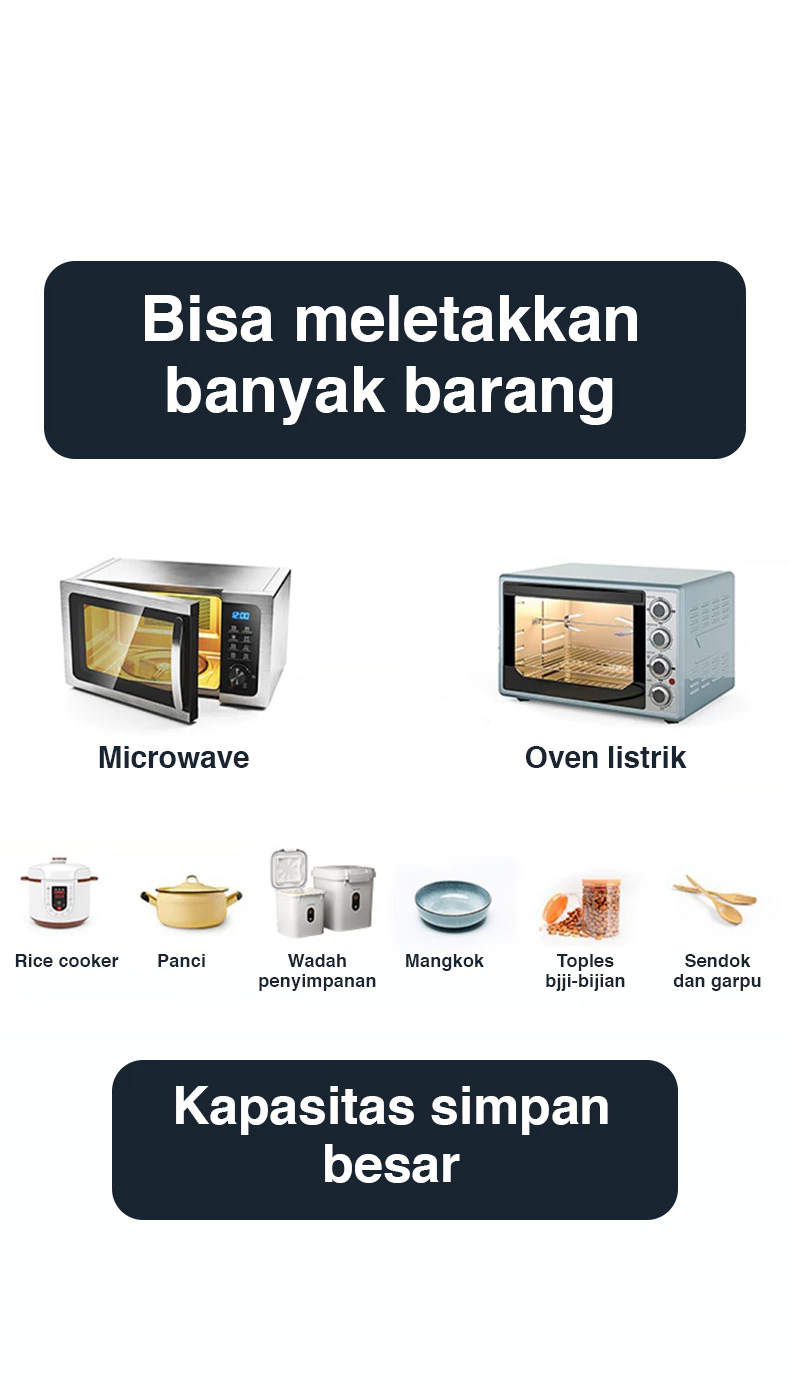 STEEL SPACE Lemari Dapur Serbaguna Besi Rak Piring Tertutup Minimalis Anti Karat - Gambar 12