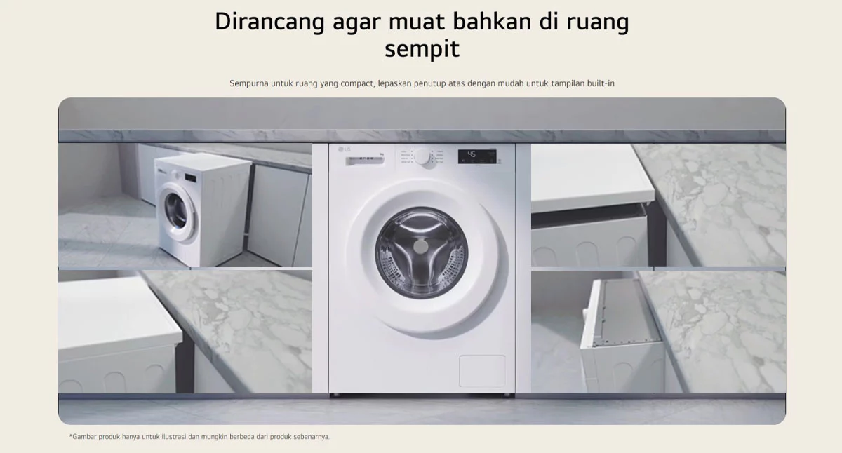 LG Mesin Cuci Front Loading 7kg Inverter Direct Drive Steam Wash FB1207S6W Putih - Gambar 9