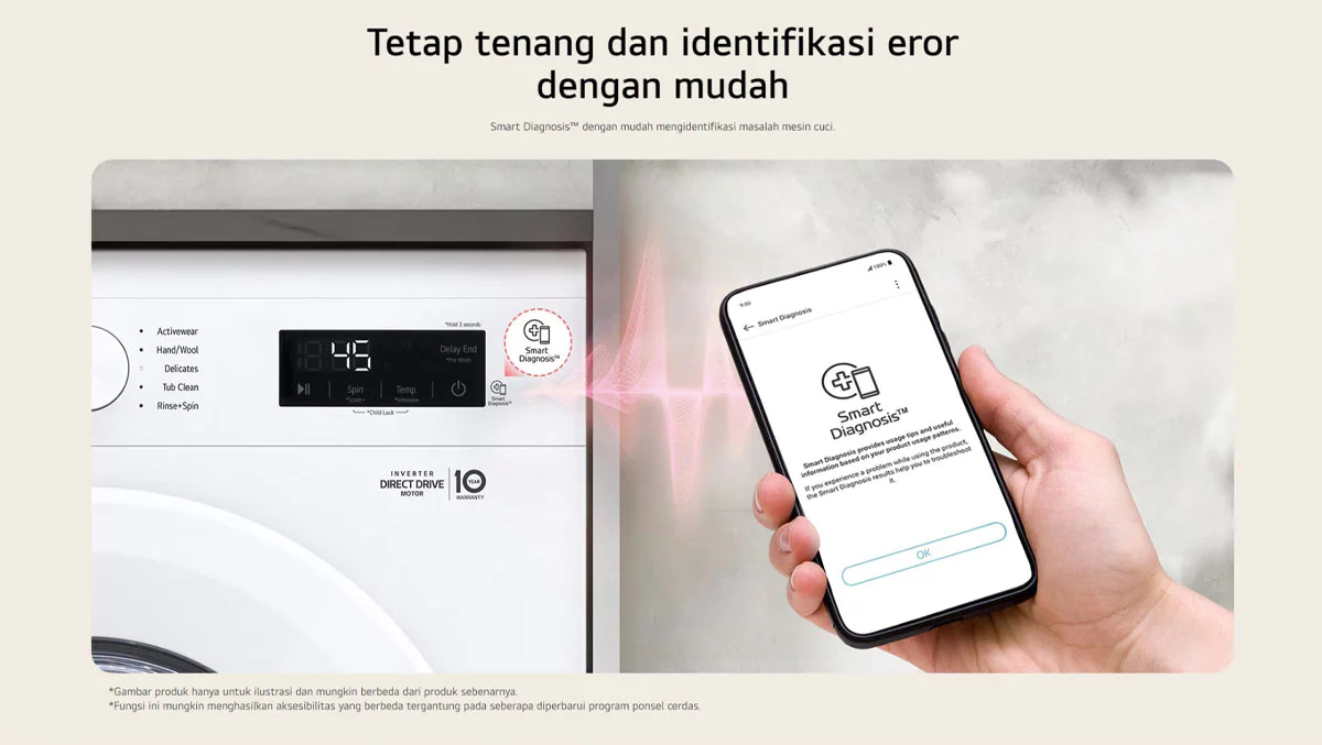 LG Mesin Cuci Front Loading 7kg Inverter Direct Drive Steam Wash FB1207S6W Putih - Gambar 14