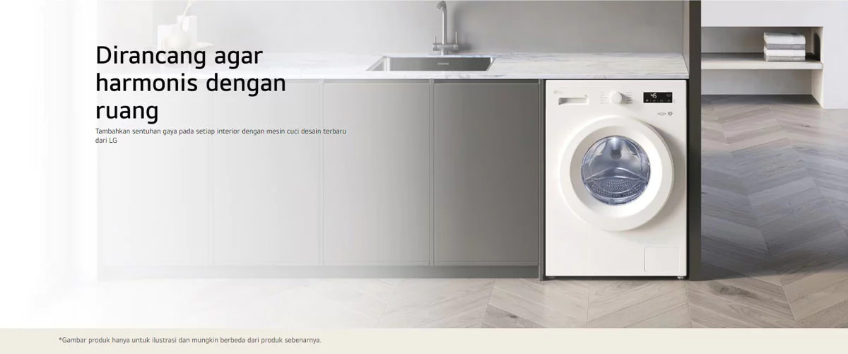 LG Mesin Cuci Front Loading 7kg Inverter Direct Drive Steam Wash FB1207S6W Putih - Gambar 7