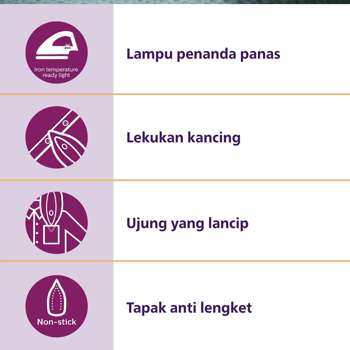Philips Setrika Kering Classic HD1172/99 Tapak Aluminium Anti Lengket 350W Hitam - Gambar 7