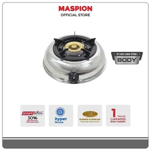Maspion Kompor Gas 1 Tungku MKG-201 SSHF Stainless Steel Hyper Flame 3 kW