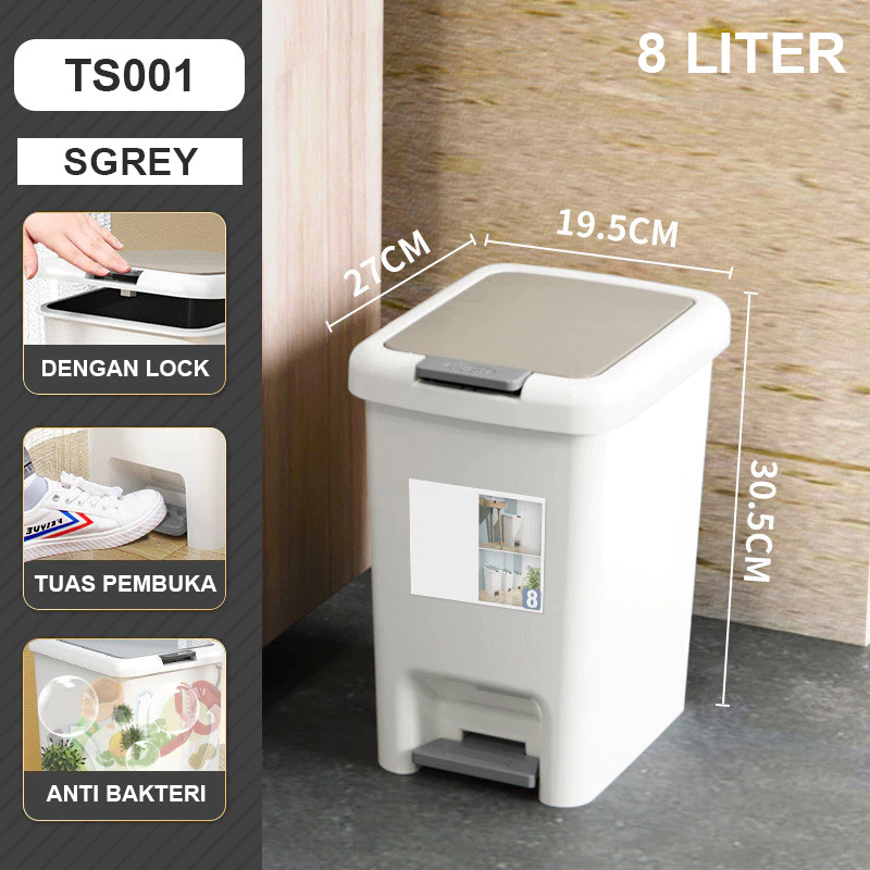 U-Living Tempat Sampah Injak Kaki Minimalis Kotak dengan Tutup Tombol Klik TS001 - Gambar 6