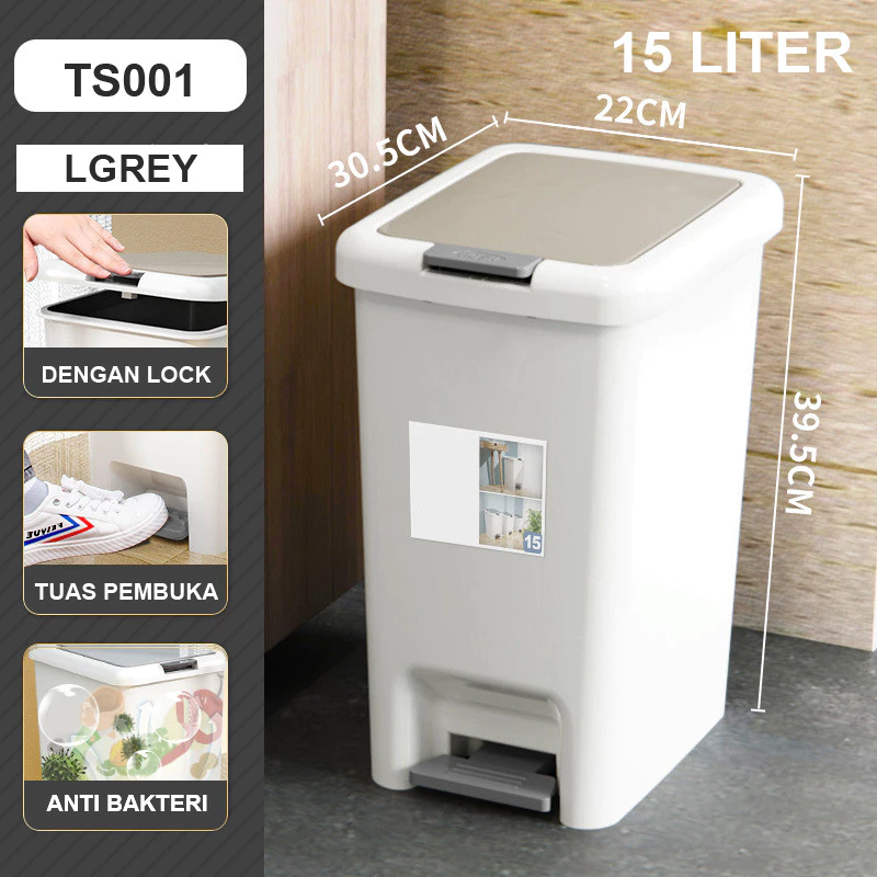 U-Living Tempat Sampah Injak Kaki Minimalis Kotak dengan Tutup Tombol Klik TS001 - Gambar 8