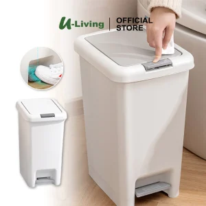 U-Living Tempat Sampah Injak Kaki Minimalis Kotak dengan Tutup Tombol Klik TS001