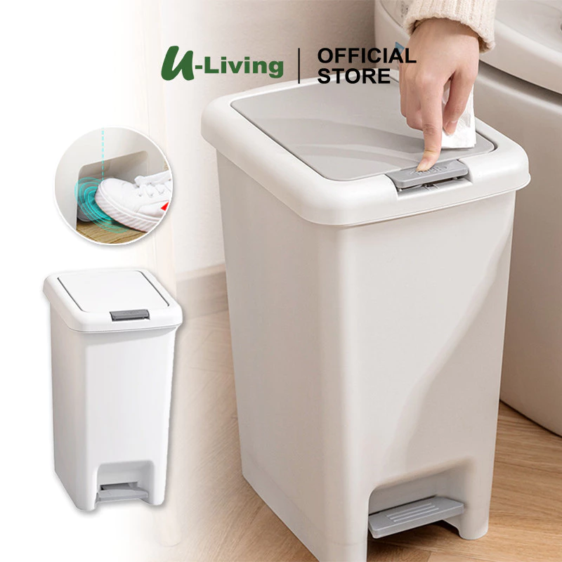 U-Living Tempat Sampah Injak Kaki Minimalis Kotak dengan Tutup Tombol Klik TS001