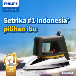 Philips Setrika Kering Classic HD1172/99 Tapak Aluminium Anti Lengket 350W Hitam